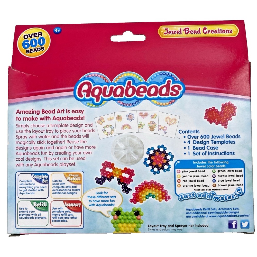 Aquabeads Jewel Bead Creations Theme Refill Pack Over 600 Beads BRAND NEW PKG. - Picture 2 of 10